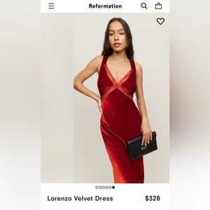 Reformation Lorenzo Velvet Dress Blood Orange